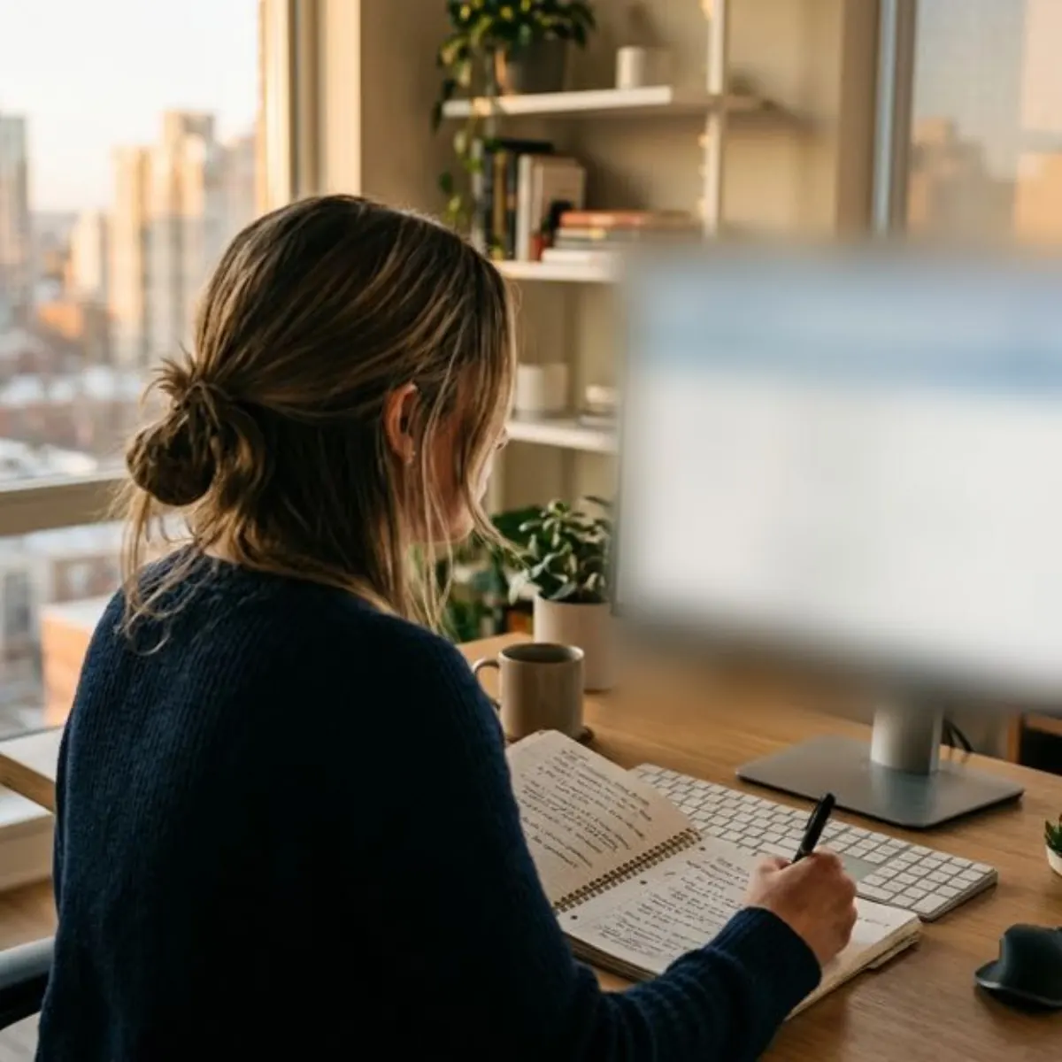 A driver takes notes at a desk while checking what else the license record needs